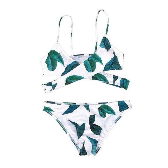 ✨HP✨Fresh Leaves Printing Cross Padding BikiniSet✨ - Picture 4 of 8